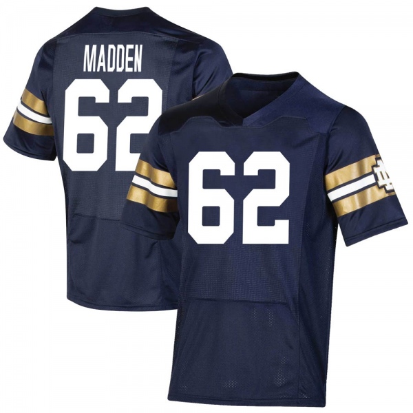 Cain Madden Notre Dame Fighting Irish NCAA Men's #62 Navy Premier 2021 Shamrock Series Replica College Stitched Football Jersey JQI1655QX